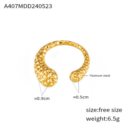 Wholesale Jewelry Retro British Style Geometric Solid Color 304 Stainless Steel 18K Gold Plated Asymmetrical Plating Open Rings