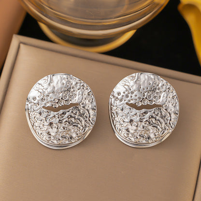 1 Pair Casual Simple Style Geometric Plating Pleated Titanium Steel Ear Studs