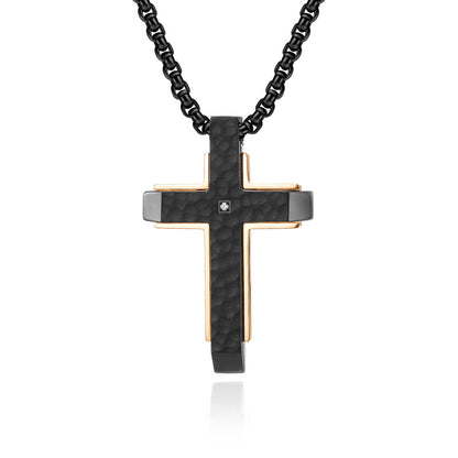 Hip-Hop Retro Cross Titanium Steel Plating Inlay Zircon Men'S Pendant Necklace