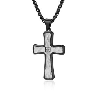 Hip-Hop Retro Cross Titanium Steel Plating Inlay Zircon Men'S Pendant Necklace