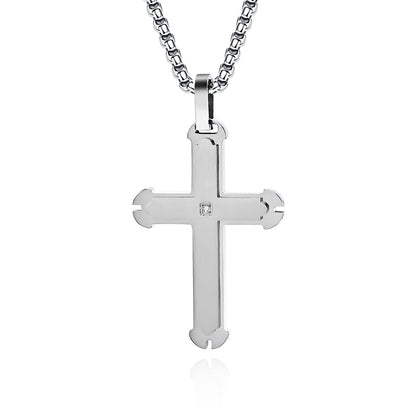 Hip-Hop Retro Cross 304 Stainless Steel Plating Inlay Zircon Men'S Pendant Necklace