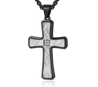 Hip-Hop Retro Cross Titanium Steel Plating Inlay Zircon Men'S Pendant Necklace