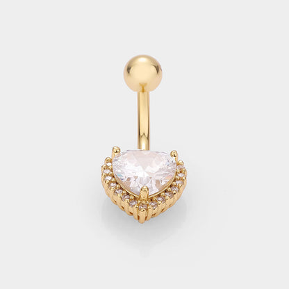 1 Piece Belly Rings Simple Style Classic Style Heart Shape Cat 316L Stainless Steel  Plating Inlay Zircon 14K Gold Plated Belly Rings