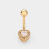 1 Piece Belly Rings Simple Style Classic Style Heart Shape Cat 316L Stainless Steel  Plating Inlay Zircon 14K Gold Plated Belly Rings