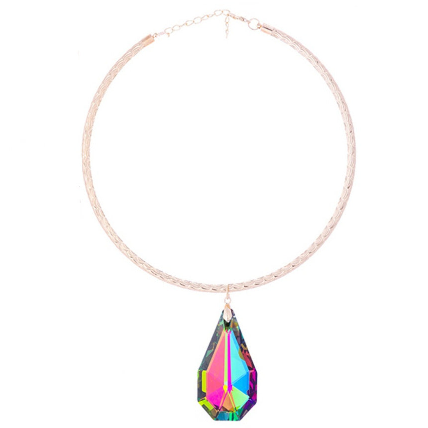 IG Style Casual Ethnic Style Water Droplets Glass Aluminum Wholesale Pendant Necklace