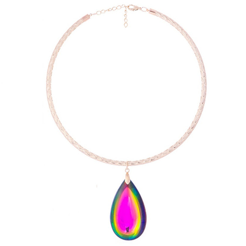 IG Style Casual Ethnic Style Water Droplets Glass Aluminum Wholesale Pendant Necklace