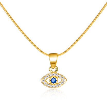 201 Stainless Steel Copper Casual Simple Style Inlay Eye Rhinestones Pendant Necklace