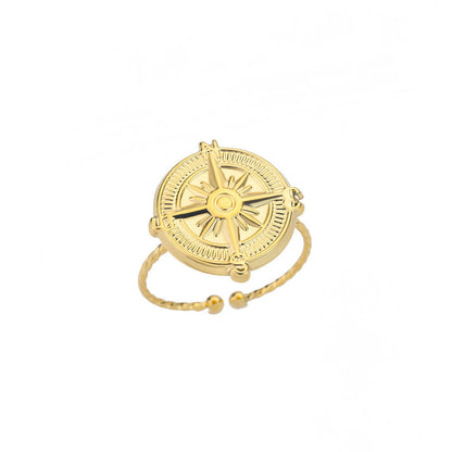 Wholesale Jewelry Simple Style Geometric Round Heart Shape 304 Stainless Steel 18K Gold Plated Plating Open Rings