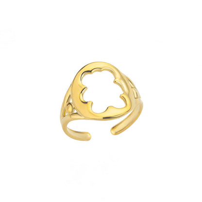 Wholesale Jewelry Simple Style Geometric Round Heart Shape 304 Stainless Steel 18K Gold Plated Plating Open Rings