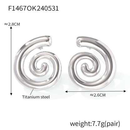 1 Pair Simple Style Classic Style Lines Spiral Plating 304 Stainless Steel 18K Gold Plated Ear Studs