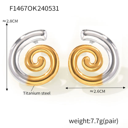 1 Pair Simple Style Classic Style Lines Spiral Plating 304 Stainless Steel 18K Gold Plated Ear Studs