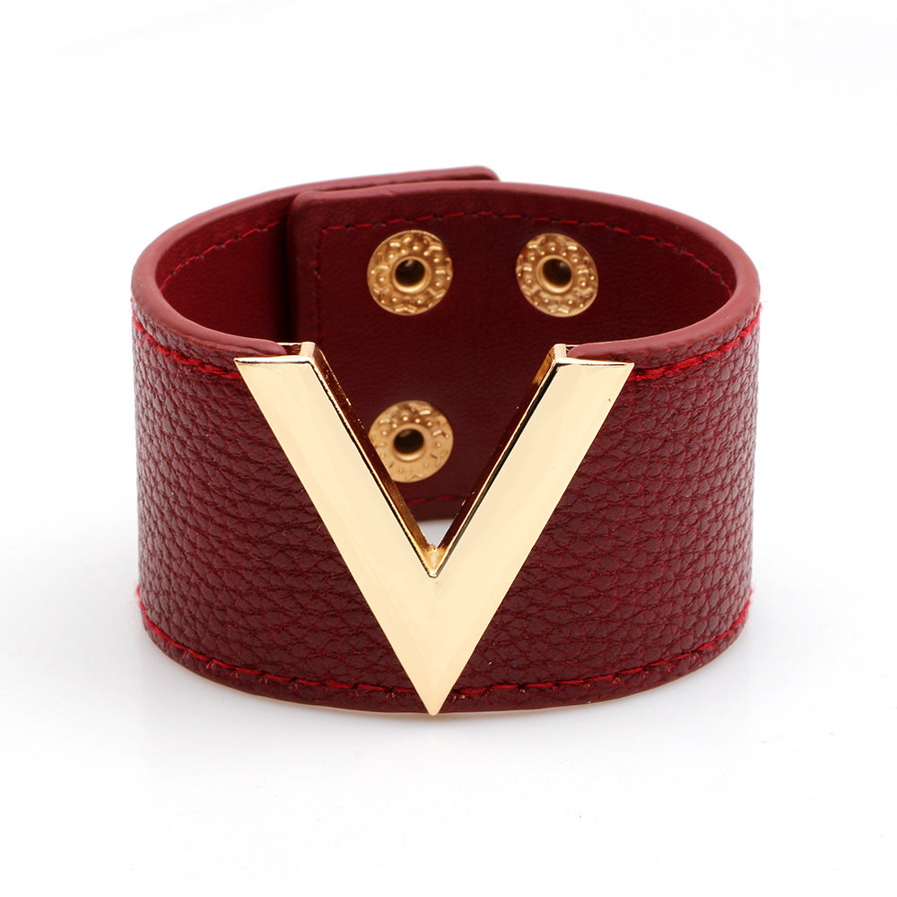 Simple Style Classic Style Letter Pu Leather Alloy Wholesale Bangle