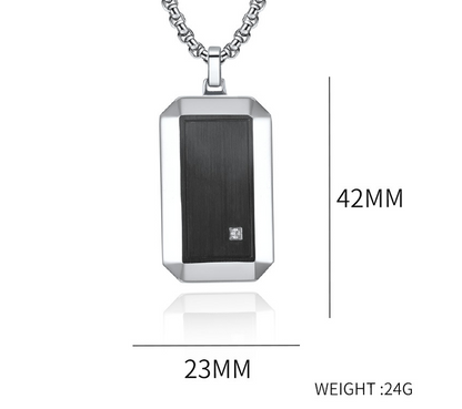 Simple Style Geometric 304 Stainless Steel Inlay Zircon Men'S Pendant Necklace