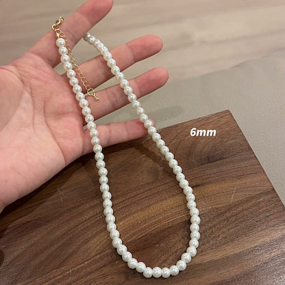 Casual Simple Style Round Imitation Pearl Titanium Steel Wholesale Necklace