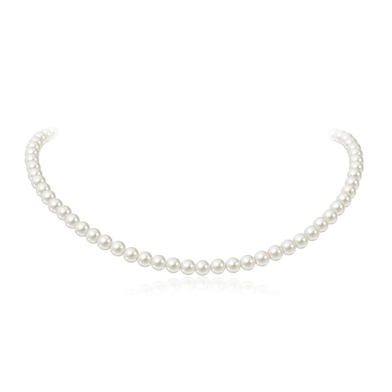 Casual Simple Style Round Imitation Pearl Titanium Steel Wholesale Necklace