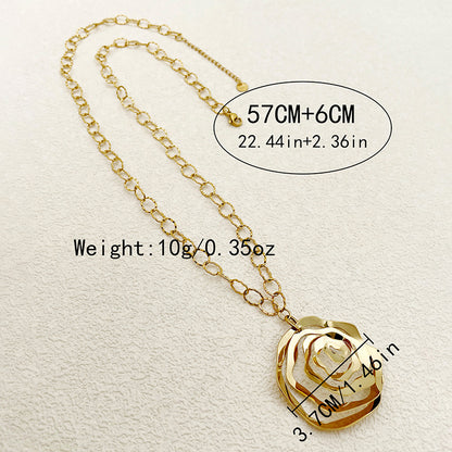 Wholesale Jewelry Elegant Sweet Simple Style Rose 304 Stainless Steel 14K Gold Plated Plating Pendant Necklace