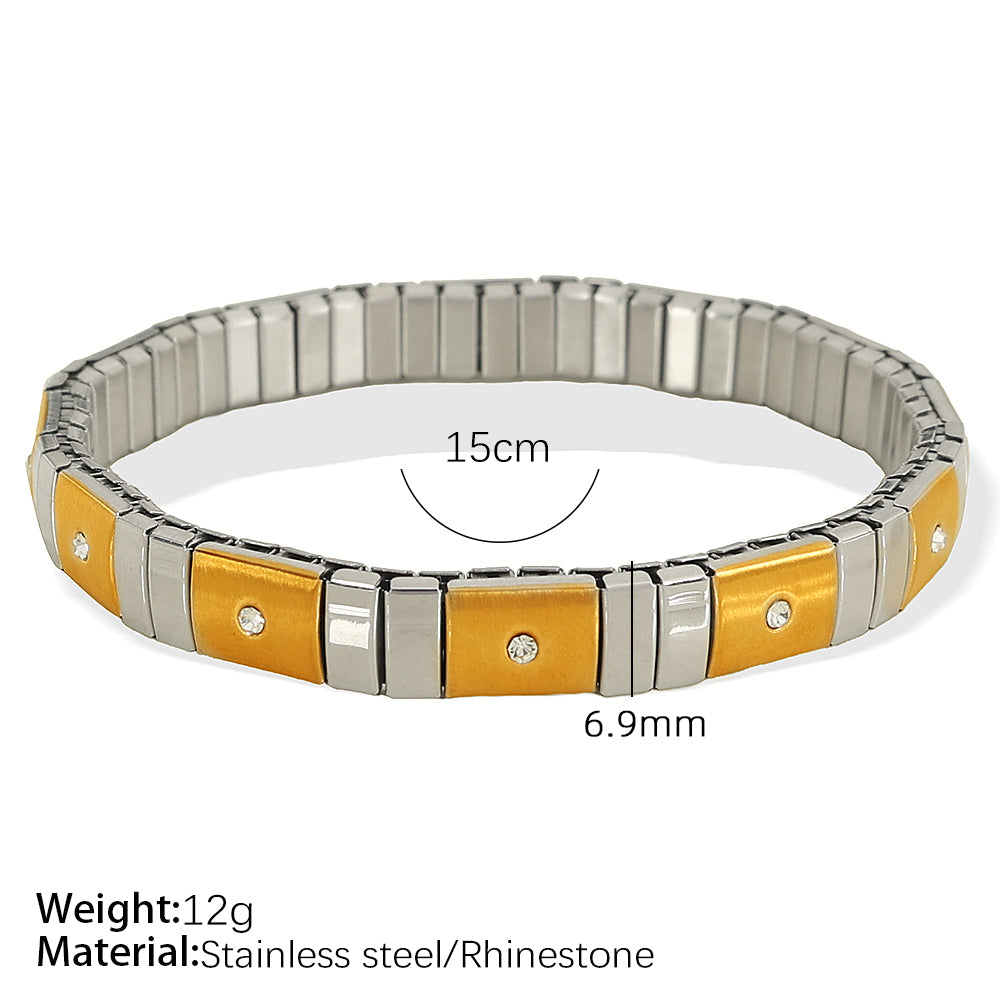 Wholesale Jewelry IG Style Retro Simple Style Circle 304 Stainless Steel Rhinestones 18K Gold Plated Polishing Inlay Rings Bracelets