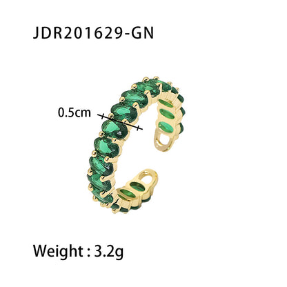 Wholesale Jewelry IG Style Geometric 304 Stainless Steel Artificial Pearls Zircon 18K Gold Plated Inlay Open Rings Rings