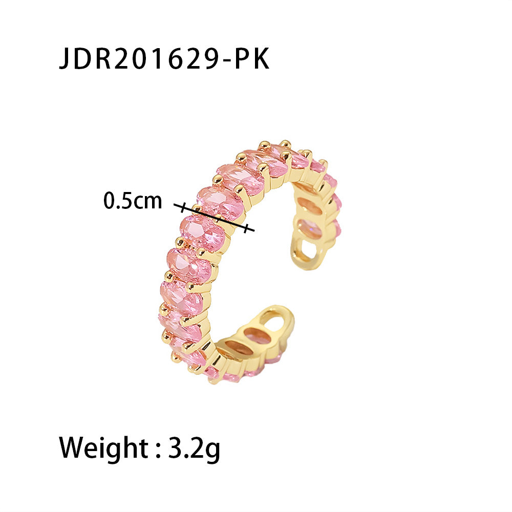 Wholesale Jewelry IG Style Geometric 304 Stainless Steel Artificial Pearls Zircon 18K Gold Plated Inlay Open Rings Rings