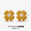 1 Pair IG Style Vintage Style Flower Inlay 304 Stainless Steel Artificial Pearls 18K Gold Plated Ear Studs