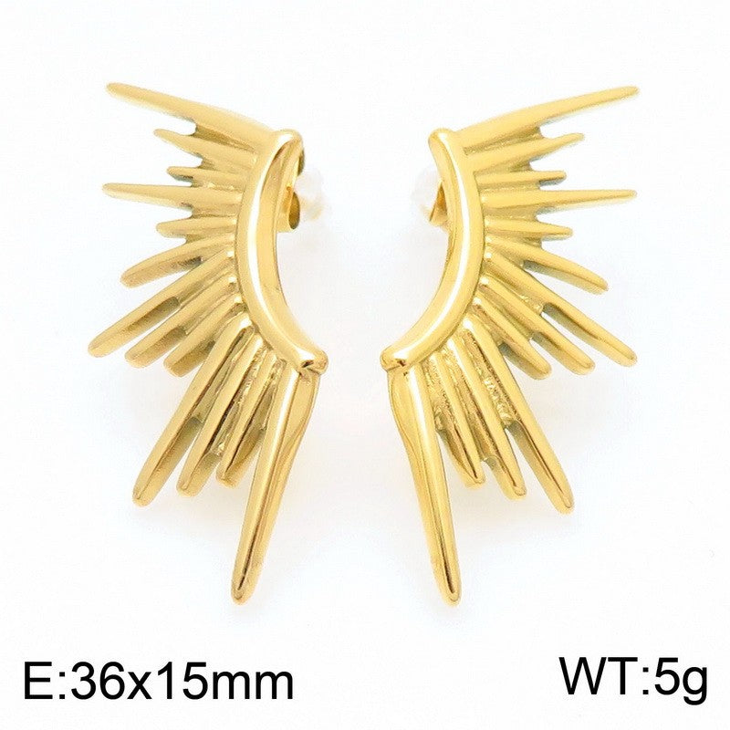 1 Pair Vintage Style Sun Plating 304 Stainless Steel 18K Gold Plated Ear Studs