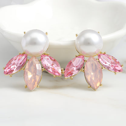 1 Pair IG Style Simple Style Shiny Irregular Inlay Alloy Pearl Zircon Ear Studs