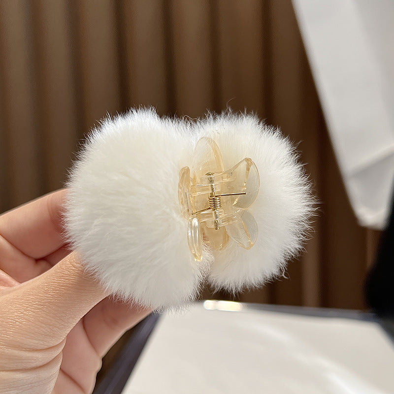 Women'S Simple Style Solid Color Rabbit Fur Hair Claws