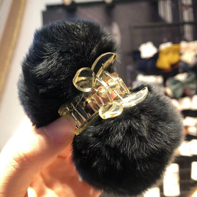 Women'S Simple Style Solid Color Rabbit Fur Hair Claws