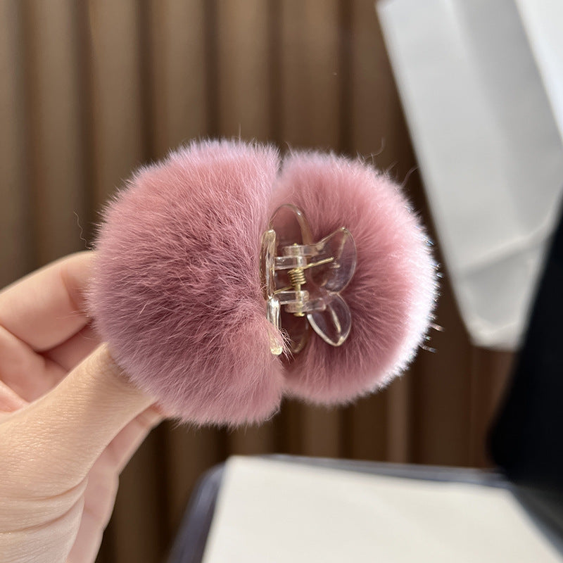 Women'S Simple Style Solid Color Rabbit Fur Hair Claws