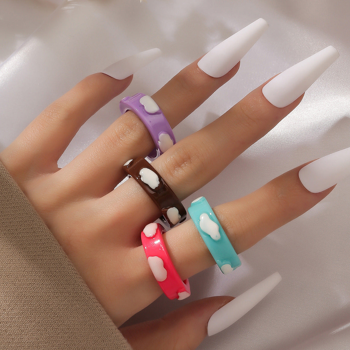 Wholesale Jewelry Sweet Solid Color Plastic Resin Rings