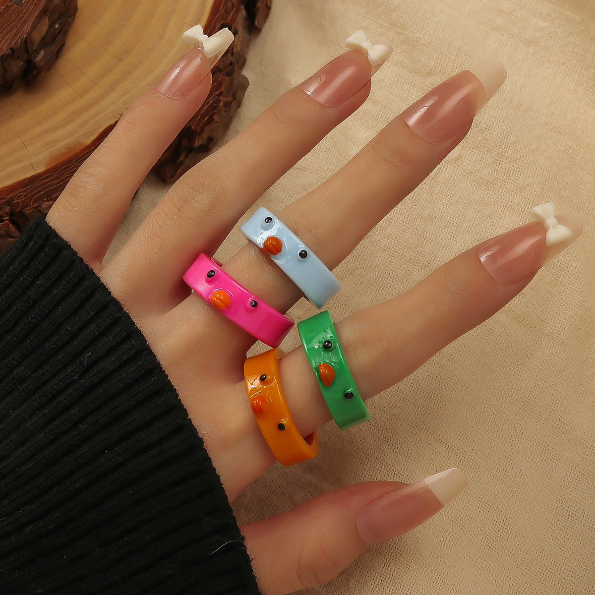 Wholesale Jewelry Sweet Solid Color Plastic Resin Rings