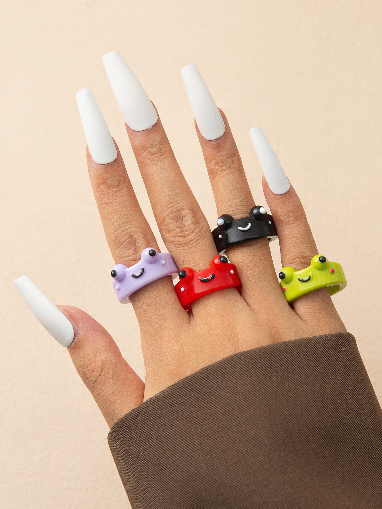 Wholesale Jewelry Sweet Solid Color Plastic Resin Rings