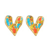 1 Pair Cute Sweet Heart Shape Enamel 304 Stainless Steel 18K Gold Plated Ear Studs