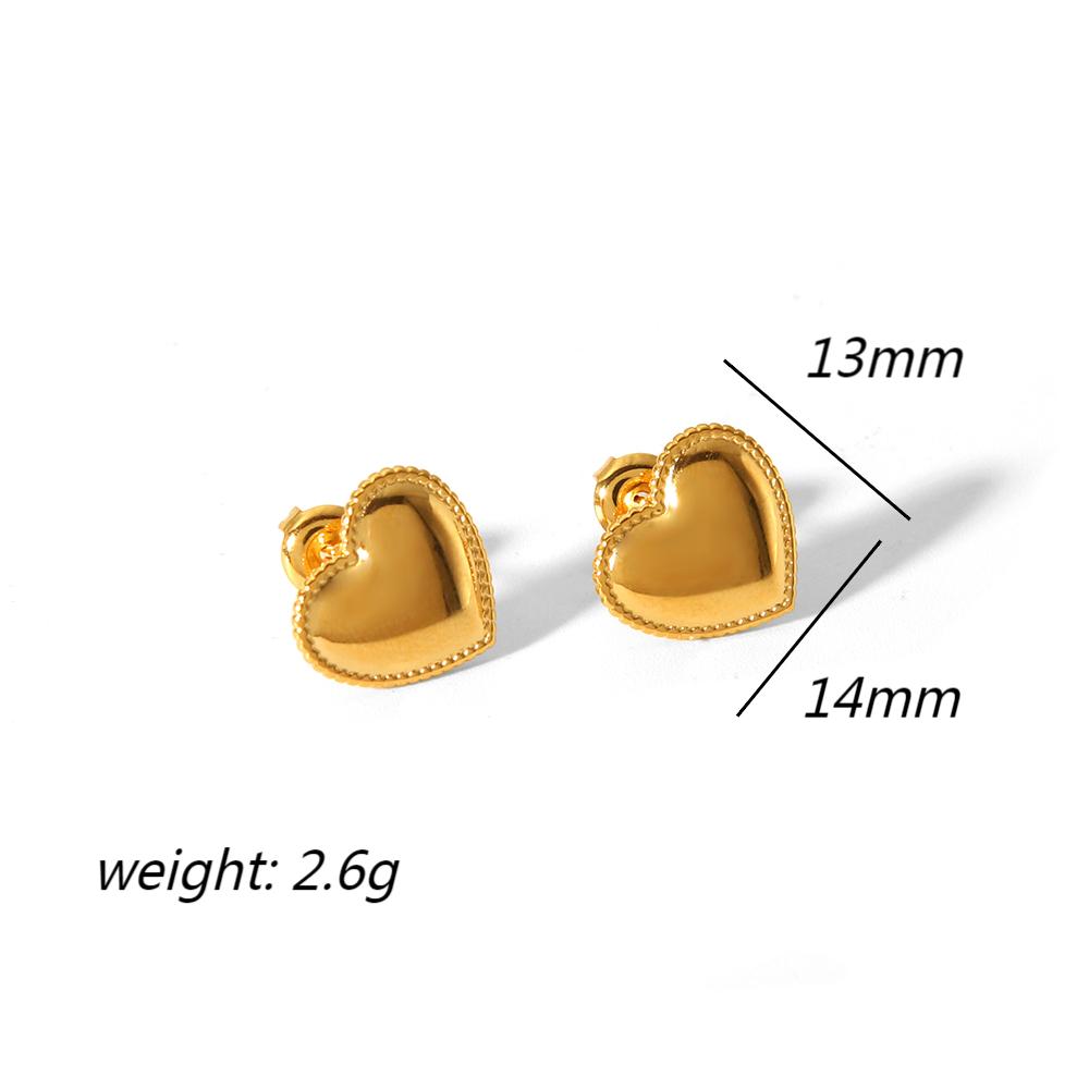 Wholesale Jewelry IG Style Lady Heart Shape 304 Stainless Steel 18K Gold Plated Polishing Plating Earrings Necklace