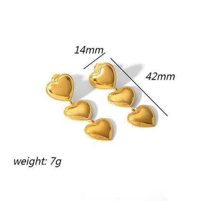 Wholesale Jewelry IG Style Lady Heart Shape 304 Stainless Steel 18K Gold Plated Polishing Plating Earrings Necklace