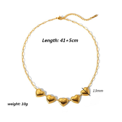 Wholesale Jewelry IG Style Lady Heart Shape 304 Stainless Steel 18K Gold Plated Polishing Plating Earrings Necklace