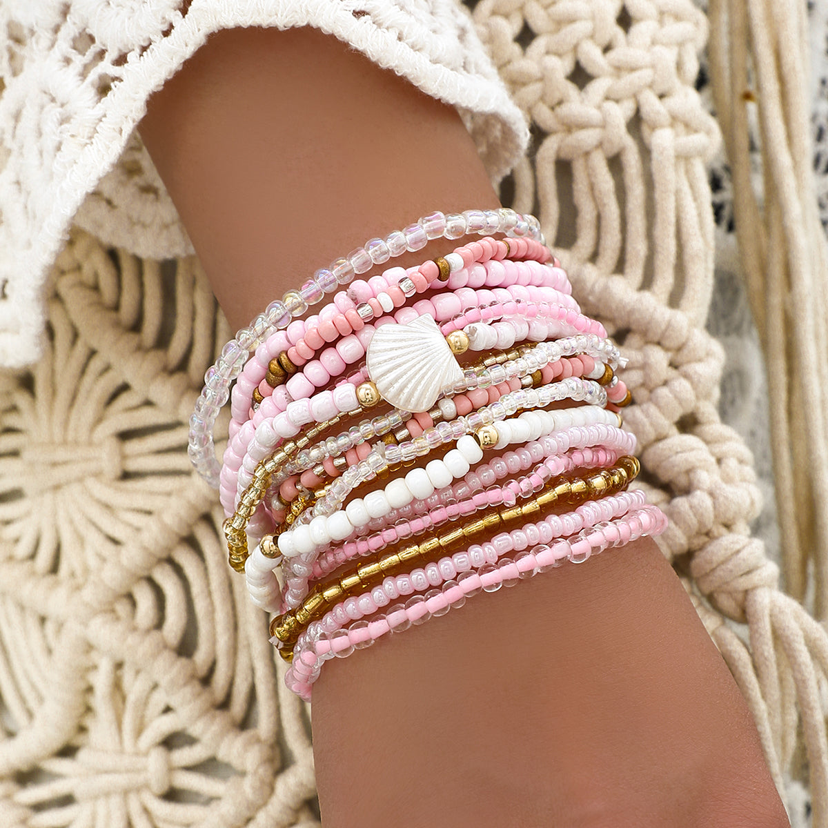 Hawaiian Vacation Beach Scallop Resin Glass Wholesale Bracelets