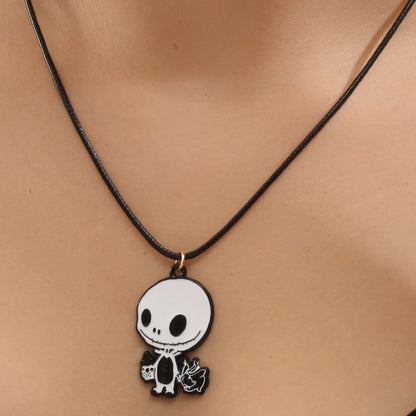 Funny Skull Alloy Halloween Unisex Earrings Necklace Jewelry Set