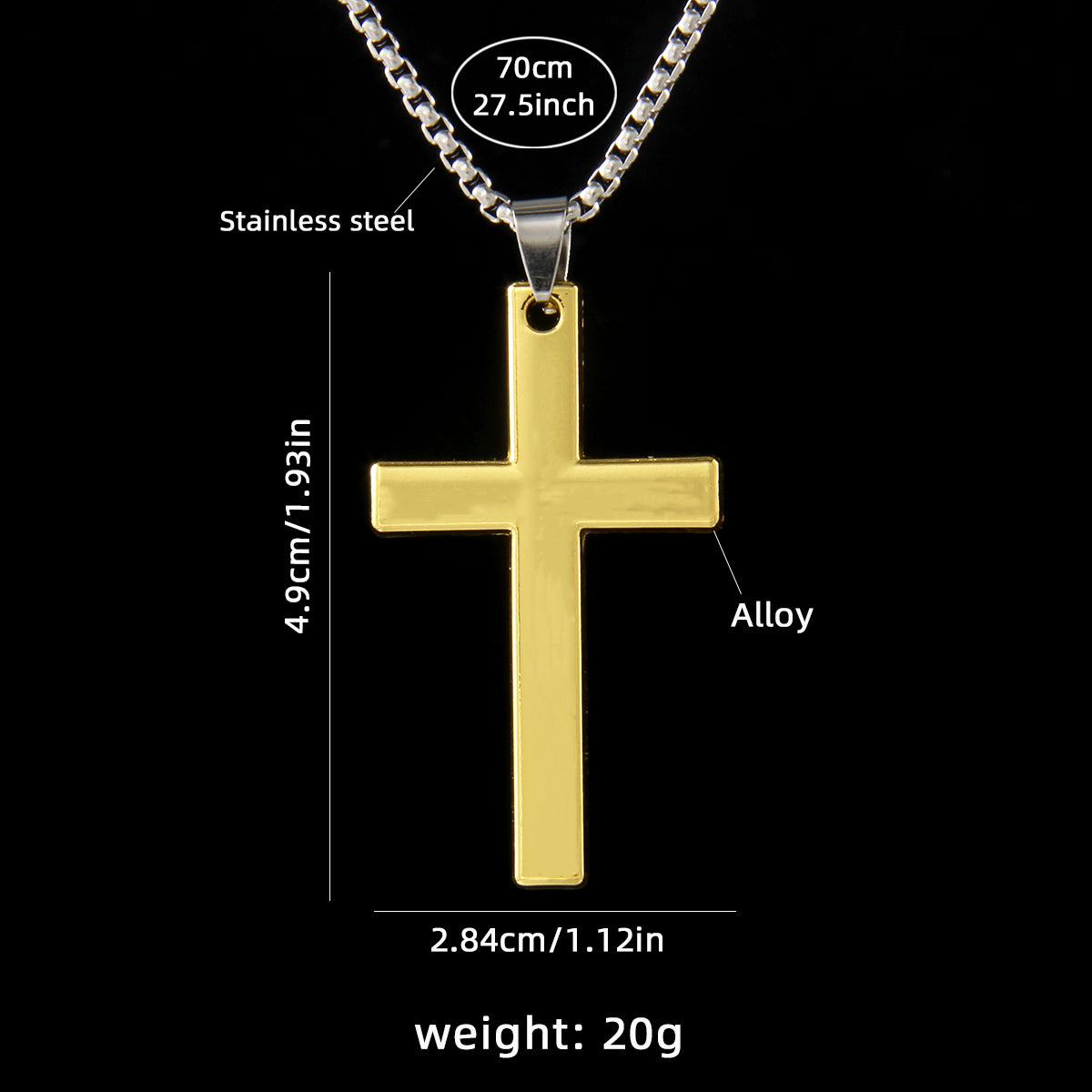 Vintage Style Simple Style Commute Cross 201 Stainless Steel Zinc Alloy Gold Plated Unisex Pendant Necklace