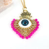 Classical Ethnic Style Heart Shape 18K Gold Plated Artificial Crystal Copper Wholesale Pendant Necklace