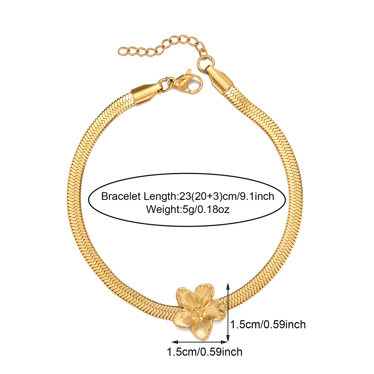 Elegant Flower 304 Stainless Steel 18K Gold Plated Pearl Bracelets In Bulk