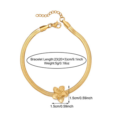 Elegant Flower 304 Stainless Steel 18K Gold Plated Pearl Bracelets In Bulk