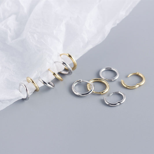 1 Pair Simple Style Round Plating Sterling Silver Hoop Earrings