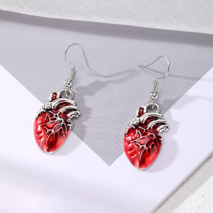 Gothic Vintage Style Heart Alloy Unisex Earrings Necklace