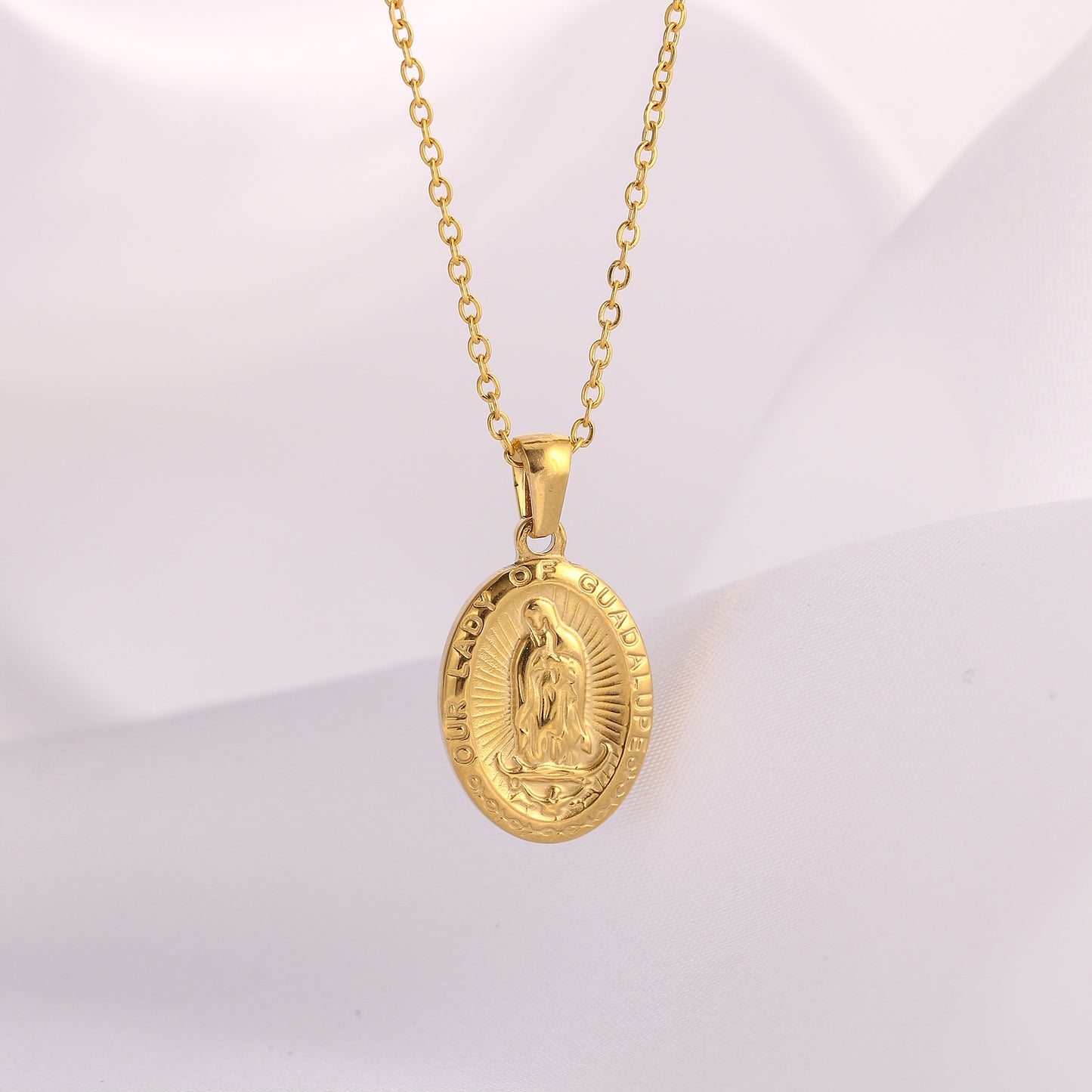 Wholesale Jewelry Retro Human Virgin Mary Angel 304 Stainless Steel Plating Pendant Necklace