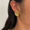 1 Pair IG Style Hip-Hop Roman Style Geometric Oval Conch 316L Stainless Steel  18K Gold Plated Ear Studs