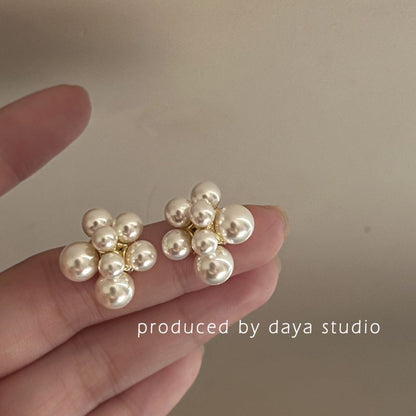 1 Pair Simple Style Round Inlay Alloy Zircon Ear Studs