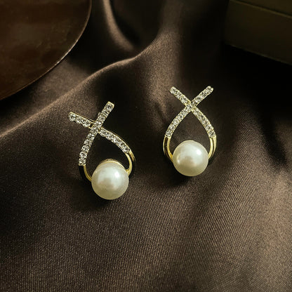 1 Pair Simple Style Round Inlay Alloy Zircon Ear Studs