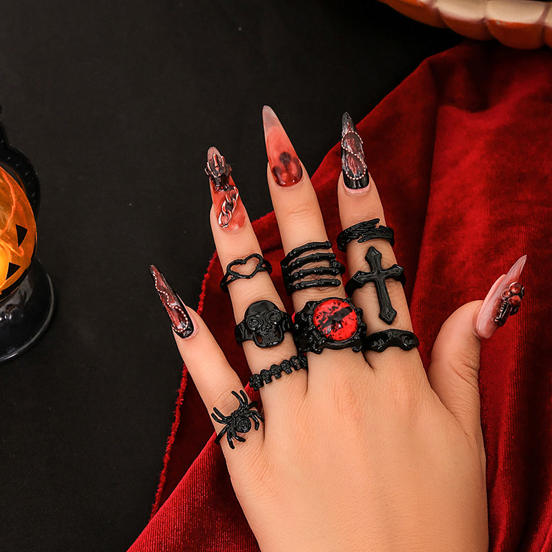 IG Style Gothic Cool Style Cross Heart Shape Skull Alloy Halloween Easter Unisex Open Rings Rings