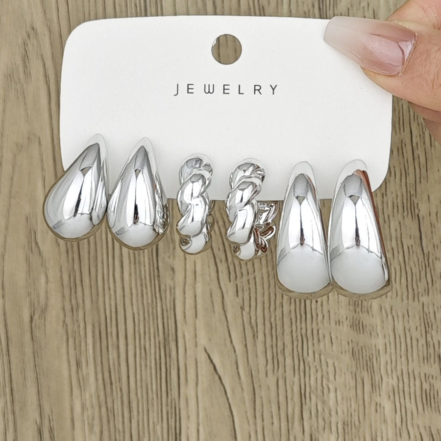 1 Set Simple Style Classic Style Solid Color Irregular Pleated Arylic Earrings